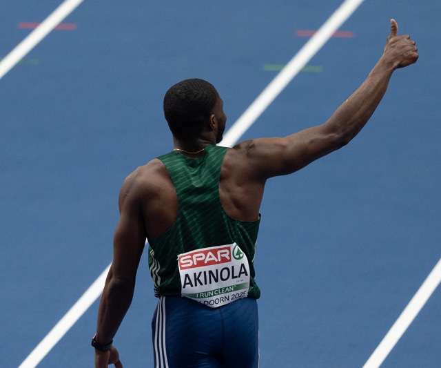 Athletes lined up on indoor track