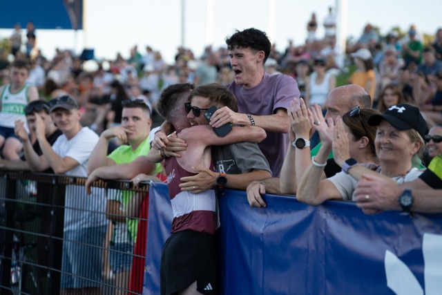 Jack O'Leary celebrating at finish line